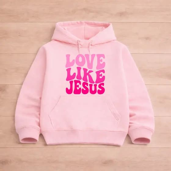 Moletom Infantil Love Like Jesus com Capuz Canguru Quentinho Estampa Premium