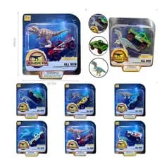 Kit 12 Carrinhos Dinossauros Jurasic Era Miniaturas Carro e Boneco Dino Colecionáveis