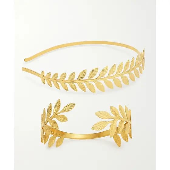 Tiara Arco Deusa Grega Folhas De Louro Dourada Deus Grego Pulseira Cor Dourado Fantasia Carnaval