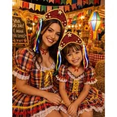 Kit Tiara Cangaceira Festa Junina Maria Bonita Eva Chapéu Arraia São João Lampião Glitter Fitas Feminina