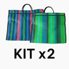Kit 2 Sacola Feira Grande Mercado Bolsa Praia Reforçada