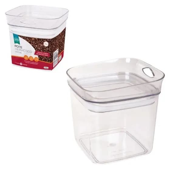 Pote Hermético Resistente Quadrado 580ml Freezer Microondas