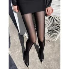 Meia Calça 15D Preto e Bege Feminina
