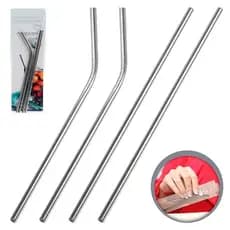 Kit 4 Canudos Reutilizáveis de Aço Inox  – Ecológico e Durável PROMOÇÃO
