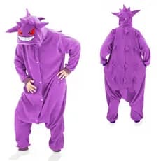 Outono Inverno Mulheres Homens Unissex Adultos Bonito Gengar Roxo Demônio Dos Desenhos Animados Onesies Kigurumi Animal