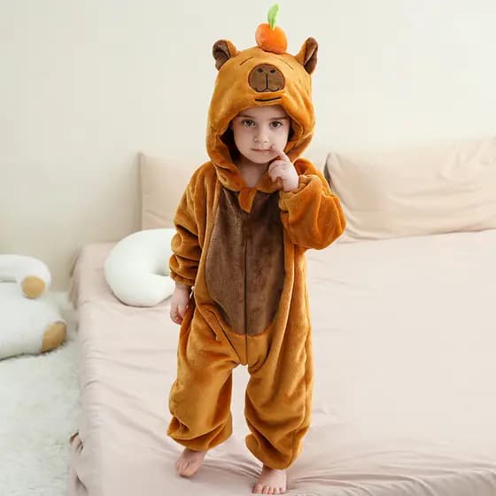Bebê Kigurumi Capivara Ponto Vaca Dos Desenhos Animados Macacão Infantil Crianças Animais Macacões Meninas Meninos Cospl