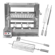 Brasa Grill Elevatória C/ Grelha E Painel C/ Motor 3 Espetos