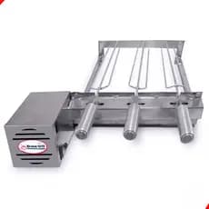 Kit Inox para Churrasqueira Gira 3 Espetos 40cm Único Andar
