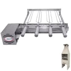 Brasa Grill Único Andar Gira 4 Espetos para Churrasqueira Pré Moldada de 55cm Espaço Interno Largura