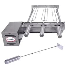 Brasa Grill Único Andar Gira 3 Espetos Churrasqueira Elétrica Giratória Bi Volts + Espalha Brasa