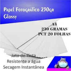 Papel Fotografico 230gramas Glossy  pacote com 20 folhas