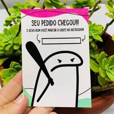 50 Cartão Flork de Agradecimento  Meme Seu Pedido chegou offset 180gr