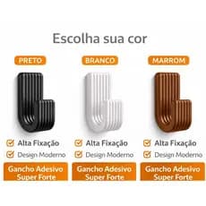 Kit Com 3 Ganchos Adesivo Suporte Parede Sem Furo  Alta Fixação  Multiuso Banheiro Cozinha Toalhas Design Moderno Clean