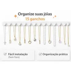 Organizador de Joias para Pendurar Coração de Parede Expositor de Anéis Suporte para Colares e Pulseiras Com 15 Ganchos
