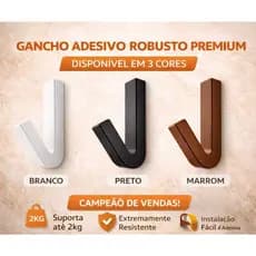 Kit Com 3 Ganchos Adesivo Premium Multiuso Suporte Parede Banheiro Toalhas e Cozinha  Modelo Robusto Elegante Sem Furo