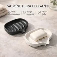 Saboneteira Moderna com Drenagem  Design Minimalista para Banheiro e Cozinha Evita Acúmulo Drenagem Automática