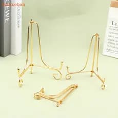 dddxcebua] Gold Iron Display Stand - Book Photo Plate Easel Holder, Decorative Storage Rack new