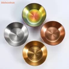[dddxcebua] Prato De Molho De Soja Em Aço Inoxidável Pequeno Redondo Tempero Dourado