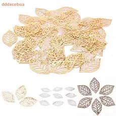 [dddxcebua] 50 Pcs Charme Filigrana Folhas Ocas Pingente DIY Jóias Fazendo Artesanato De Metal