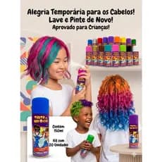 Kit com 20un Tinta da Alegria Spray Temporária para Cabelos - Tubo c/ 150ml Copa