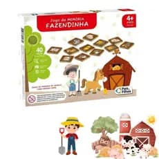 JOGO DA MEMORIA FAZENDINHA EM MADEIRA 40 PEÇAS EDUCATIVO PEDAGOGICO A PARTIR DE 4 ANOS PAIS E FILHOS