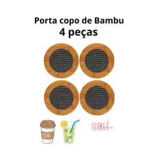 KIT PORTA COPO BAMBU REDONDO TRELIÇA 4 UNIDADES