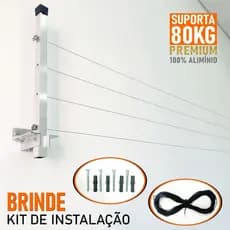 Varal de ALUMINIO REFORCADO  Roupa de Parede Retrátil para Sacada Até 80kg