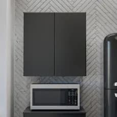 Armário Aéreo Preto 2 Portas Multiuso Organizador Para Cozinha E Lavanderia