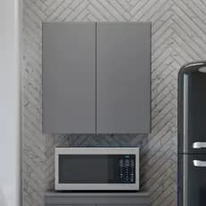 Armário Aéreo Cinza 2 Portas Multiuso Organizador Para Cozinha E Lavanderia