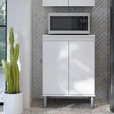 Balcão Microondas 2 Portas Organizador de Cozinha Multiuso - Branco