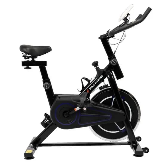 Bicicleta Ergométrica Mile Fitness Spinning Preta e Azul 8kg Suporta Até 130kg