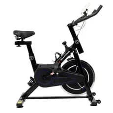 Bicicleta Ergométrica Mile Fitness Spinning Preta e Azul 8kg Suporta Até 130kg