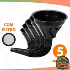 Kit 5 Funil Flexível Plástico Sanfonado Óleo Motos Carros Gasolina Álcool Combustível