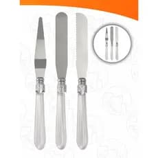 Kit Espátula Confeitaria Alisadores De Bolo Aço Inox 3 Peças