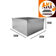 FORMA QUADRADA ALTA 20X20X10  FIXA PARA BOLO DE ALUMINIO JA COM NOTA FISCAL   (( CAIXA 1))o