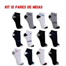 Kit 12 Pares de Meias Soquete Masculinas Cores Variadas Algodão