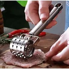 Amaciador De Carne Profissional Batedor Rolo Manual Inox Amolecedor Furador