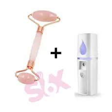 Nano Mister Vaporizador Alongamento Extensão De Cílios + Rolinho Rosa Facial Pedra Massageador
