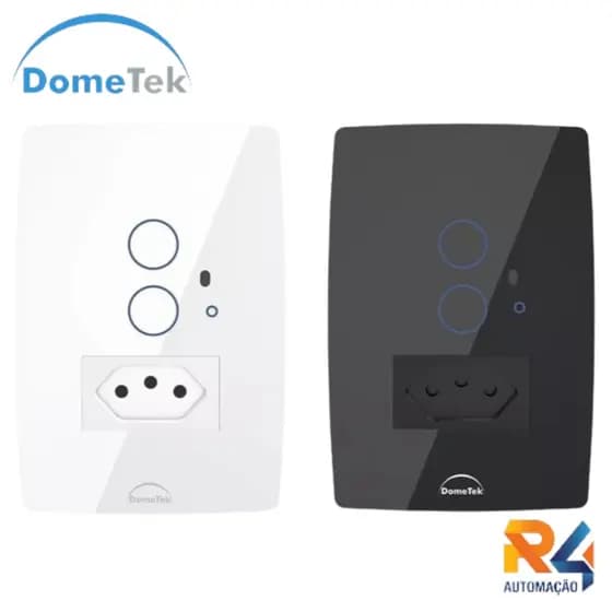 Interruptor Wi-fi 2 Botões+tomada 10a Alexa Google Dometek