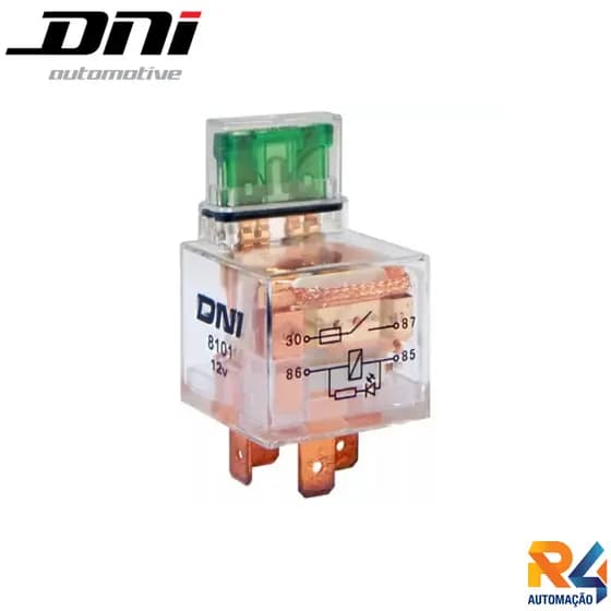 Relé Auxiliar Com Led 40A 12v Universal Com Fusível - DNI 8101