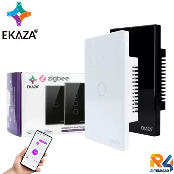 Interruptor Inteligente 1 Botão Touch Zigbee 3.0 Neutro Alexa Google 4x2 ekaza