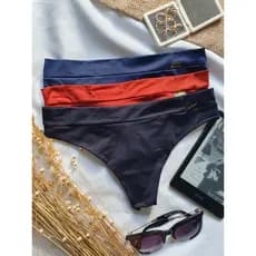 Kit Calcinhas Fio Duplo Poliamida Cós Duplo Tanga Invisível Confortável