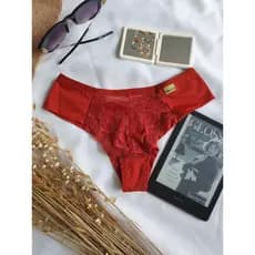 Calcinha Fio Duplo Poliamida Rendada Borboleta Tanga Sensual Confortável