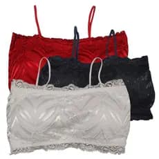 Kit Top Faixa Rendado Com Bojo Alça Fina Sutiã Cropped Blusa Verão
