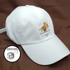 Boné Urso Retro Branco Basebol Ny New York Aba Curva Masculino e Feminino Regulagem Fitão