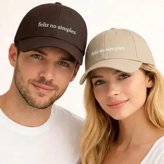 Boné Feliz no Simples Unissex Masculino e Feminino Marrom Premium Côrte Ajustável Diversas Cores