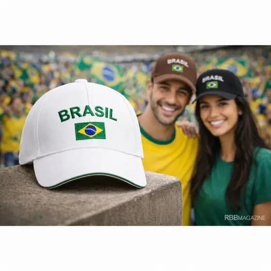 Boné Brasil Bandeira Preto Unissex Boné Feminino Masculino Copa Hexa Estampado Brasileira