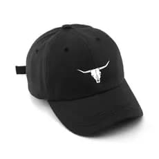 Boné Texas Touro Long Horn Bordado Unissex Algodão Regulagem Boné Preto Ny NYC Macio Estiloso