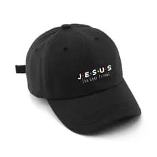 Boné Jesus Friends Estampado Unissex Algodão Regulagem Boné Cristão Preto Gospel Evangélico Estiloso
