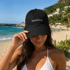 Boné Preto Brasileira Dad Hat Moda 2026 Hexa Modelo Copa do Mundo Verão Boné Feminino